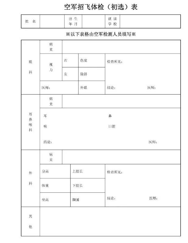 福建省2018年空軍招飛進(jìn)校宣傳、初選檢測安排