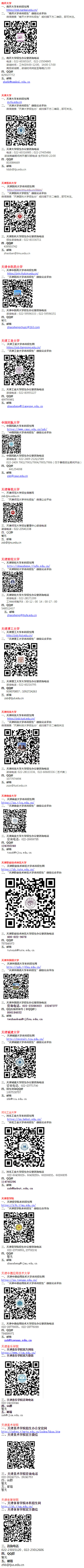 天津市大學(xué)校園開放聯(lián)盟高校招生咨詢聯(lián)系方式匯總