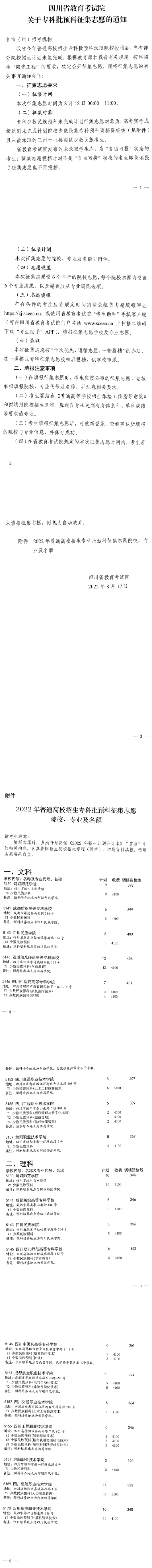 四川：關(guān)于?？婆A(yù)科征集志愿的通知