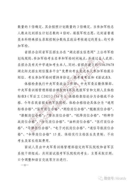 湖北：關(guān)于做好2023年軍隊(duì)院校招收普通高中畢業(yè)生工作的通知