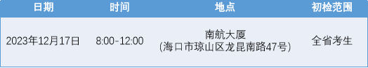 中國(guó)南方航空股份有限公司海南地區(qū)新增招飛初檢公開場(chǎng)(12月17日)
