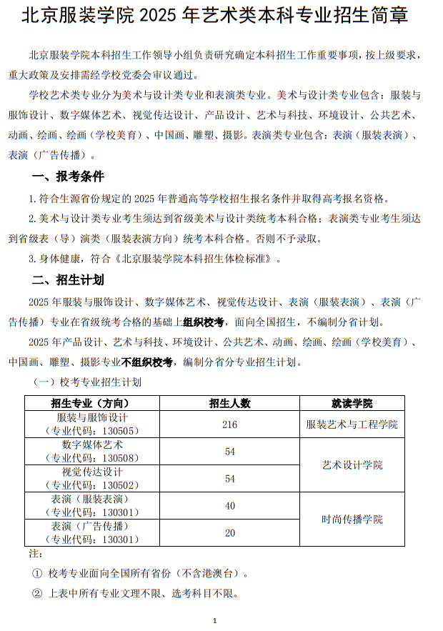 北京服裝學(xué)院2025年藝術(shù)類(lèi)本科專(zhuān)業(yè)招生簡(jiǎn)章