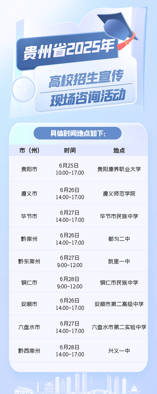 百余所高校齊聚為考生答疑！貴州省2025年高校招生宣傳現(xiàn)場(chǎng)咨詢活動(dòng)即將舉行