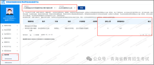 青海省普通高校招生提前本科批次①段 一志愿投檔信息查詢公告